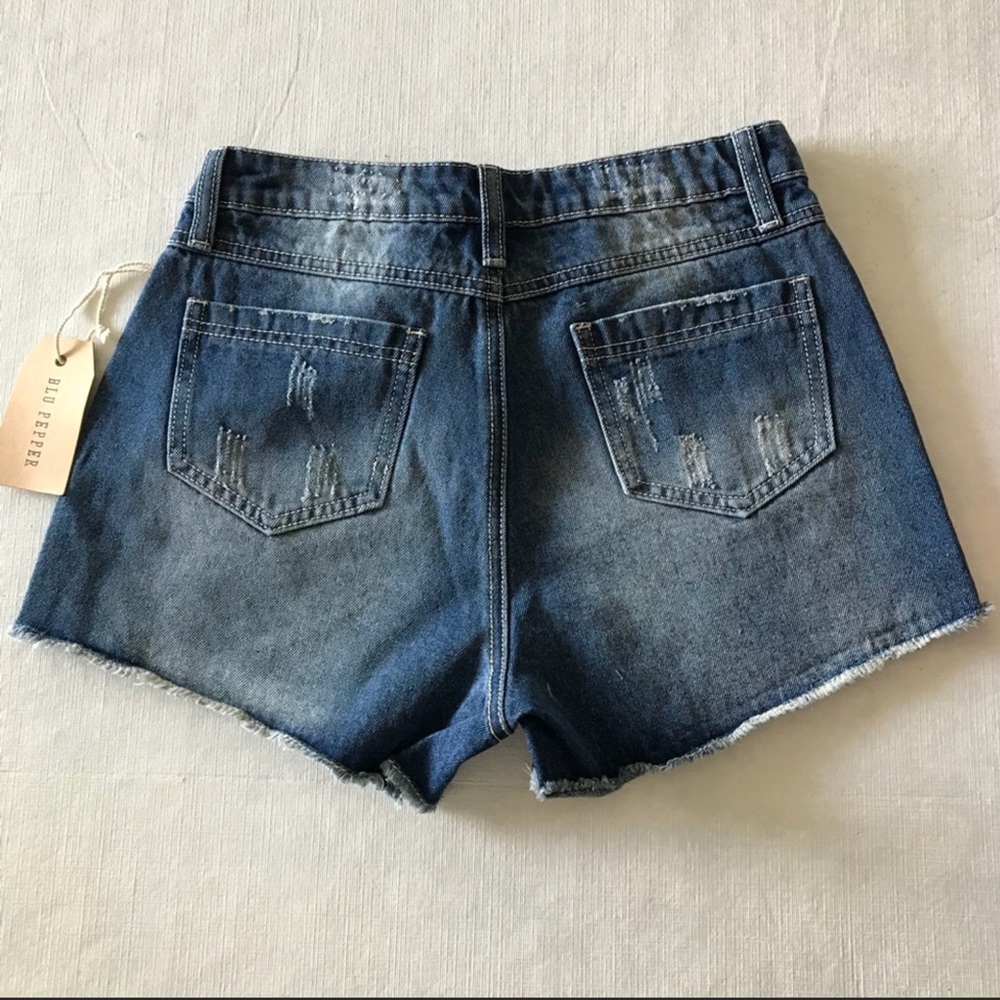 Blu Pepper Embroidered Denim Shorts - Picture 6 of 8